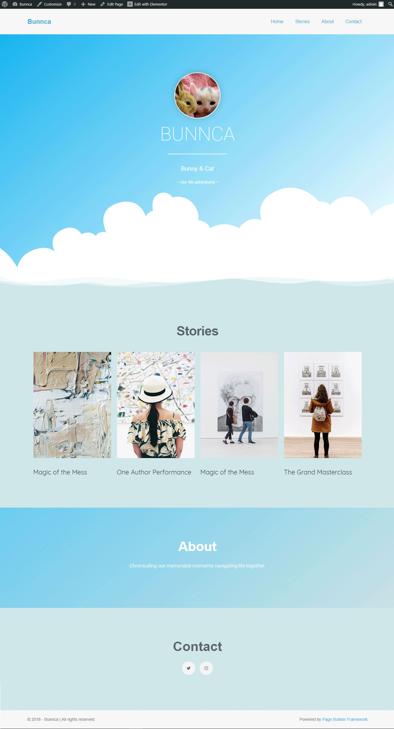 Bunnca Wordpress homepage